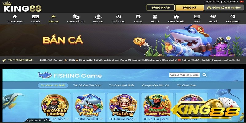 Bắn cá đổi thưởng King88 mang đến cho người chơi một sảnh game đại dương hoành tráng, tính năng săn cá hiện đại, tiền thưởng hấp dẫn và thanh toán nhanh.